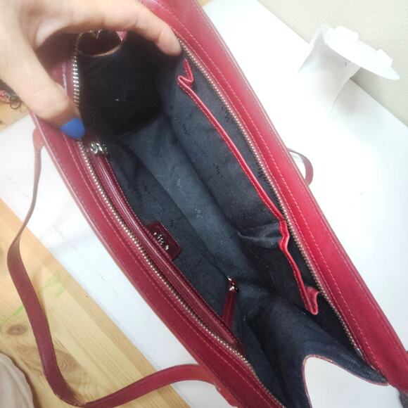 Monsac Red Leather Satchel Shoulder Bag Purse. Soft Smooth High Quality. Italy - Picture 14 of 16